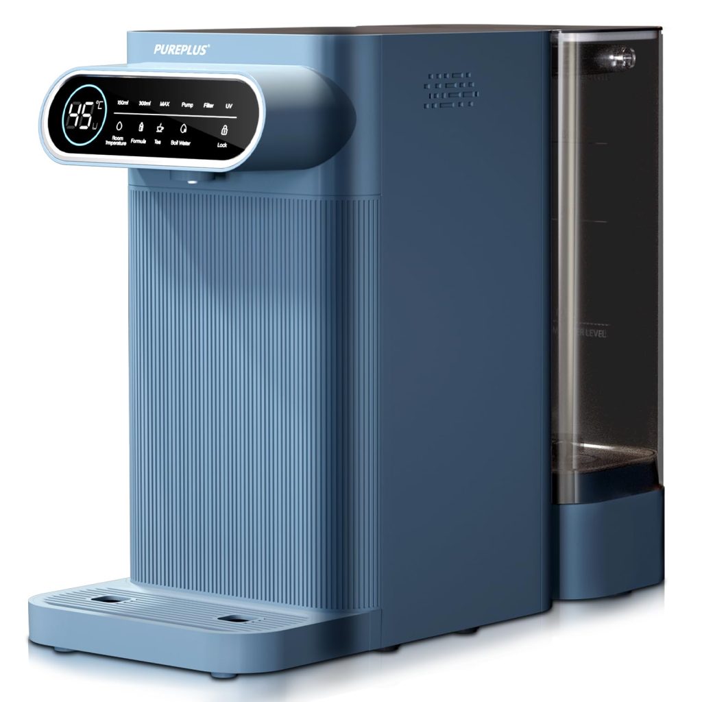 PUREPLUS Countertop Reverse Osmosis Water Filtration System, 5 Stage Countertop Water Filtration, Portable Instant Hot Water Dispenser, 4 Temperature Options, No Installation Required, PP-WFC-DA-Blue PUREPLUS Countertop Reverse Osmosis Water Filtration System, 5 Stage Countertop Water Filtration, Portable Instant Hot Water Dispenser, 4 Temperature Options, No Installation Required, PP-WFC-DA-Blue