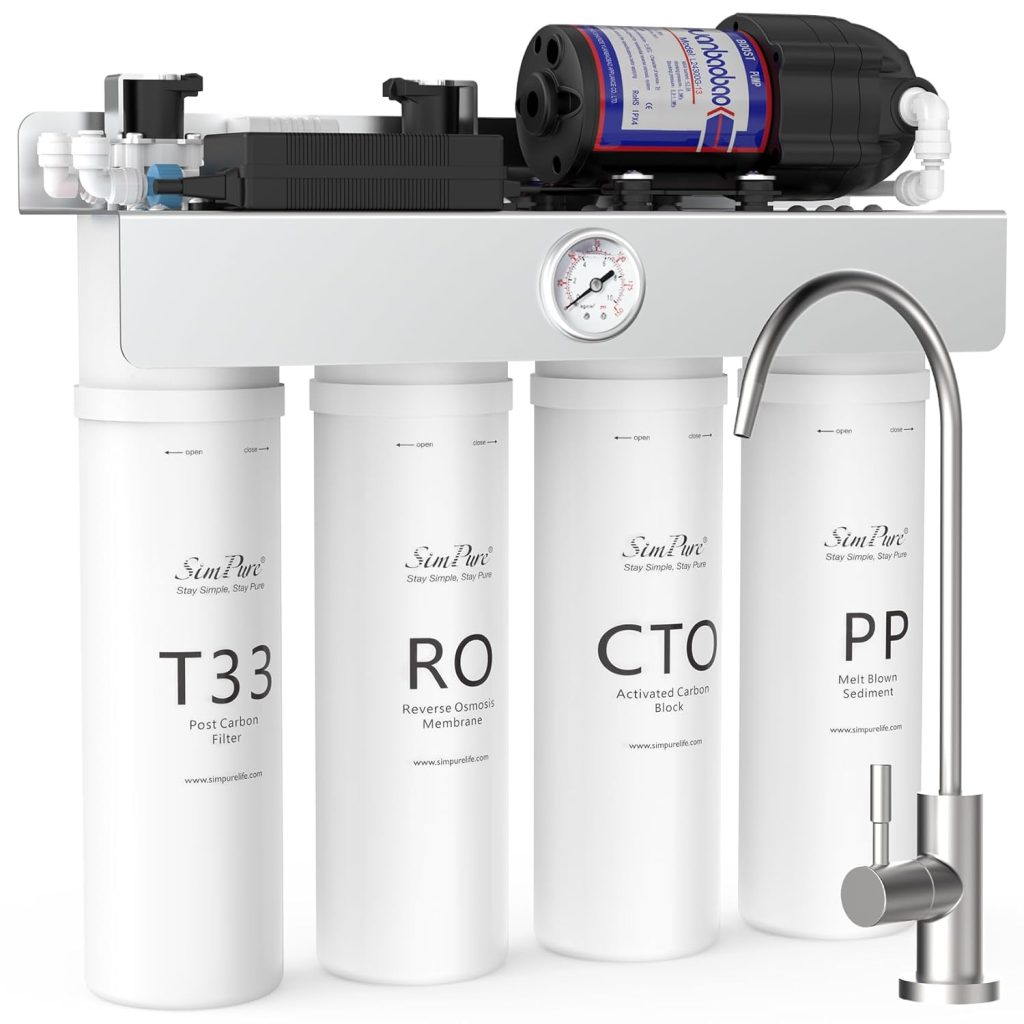 SimPure Tankless UV Reverse Osmosis System, NSF/ANSI 58 Certified, RO Water Filter System Under Sink 400 GPD, 8 Stage Water Filtration, Near 0 TDS, BPA Free, 1.5:1 Pure to Drain, Built-in Pump SimPure Tankless UV Reverse Osmosis System, NSF/ANSI 58 Certified, RO Water Filter System Under Sink 400 GPD, 8 Stage Water Filtration, Near 0 TDS, BPA Free, 1.5:1 Pure to Drain, Built-in Pump