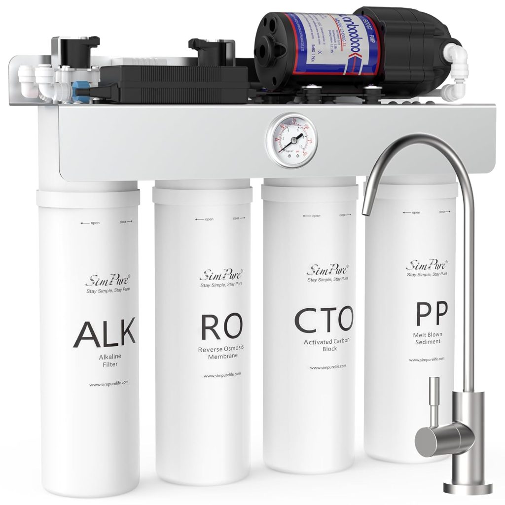 SimPure Tankless UV Reverse Osmosis System, NSF/ANSI 58 Certified, RO Water Filter System Under Sink 400 GPD, 8 Stage Water Filtration, Near 0 TDS, BPA Free, 1.5:1 Pure to Drain, Built-in Pump SimPure Tankless UV Reverse Osmosis System, NSF/ANSI 58 Certified, RO Water Filter System Under Sink 400 GPD, 8 Stage Water Filtration, Near 0 TDS, BPA Free, 1.5:1 Pure to Drain, Built-in Pump