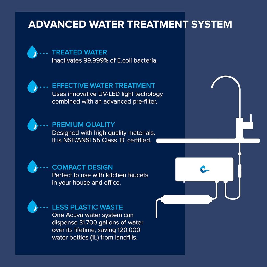 Acuva- ArrowMax 2.0 UV-LED Water Purifier, Under Sink Water Filter System with Smart Faucet, Universal Power Supply, Brushed Nickel Faucet Acuva- ArrowMax 2.0 UV-LED Water Purifier, Under Sink Water Filter System with Smart Faucet, Universal Power Supply, Brushed Nickel Faucet