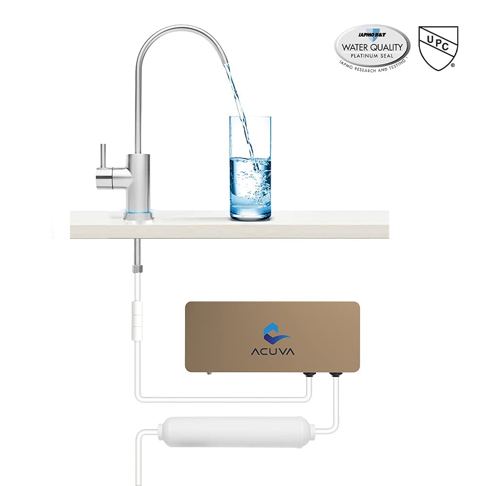 Acuva- ArrowMax 2.0 UV-LED Water Purifier, Under Sink Water Filter System with Smart Faucet, Universal Power Supply, Brushed Nickel Faucet Acuva- ArrowMax 2.0 UV-LED Water Purifier, Under Sink Water Filter System with Smart Faucet, Universal Power Supply, Brushed Nickel Faucet