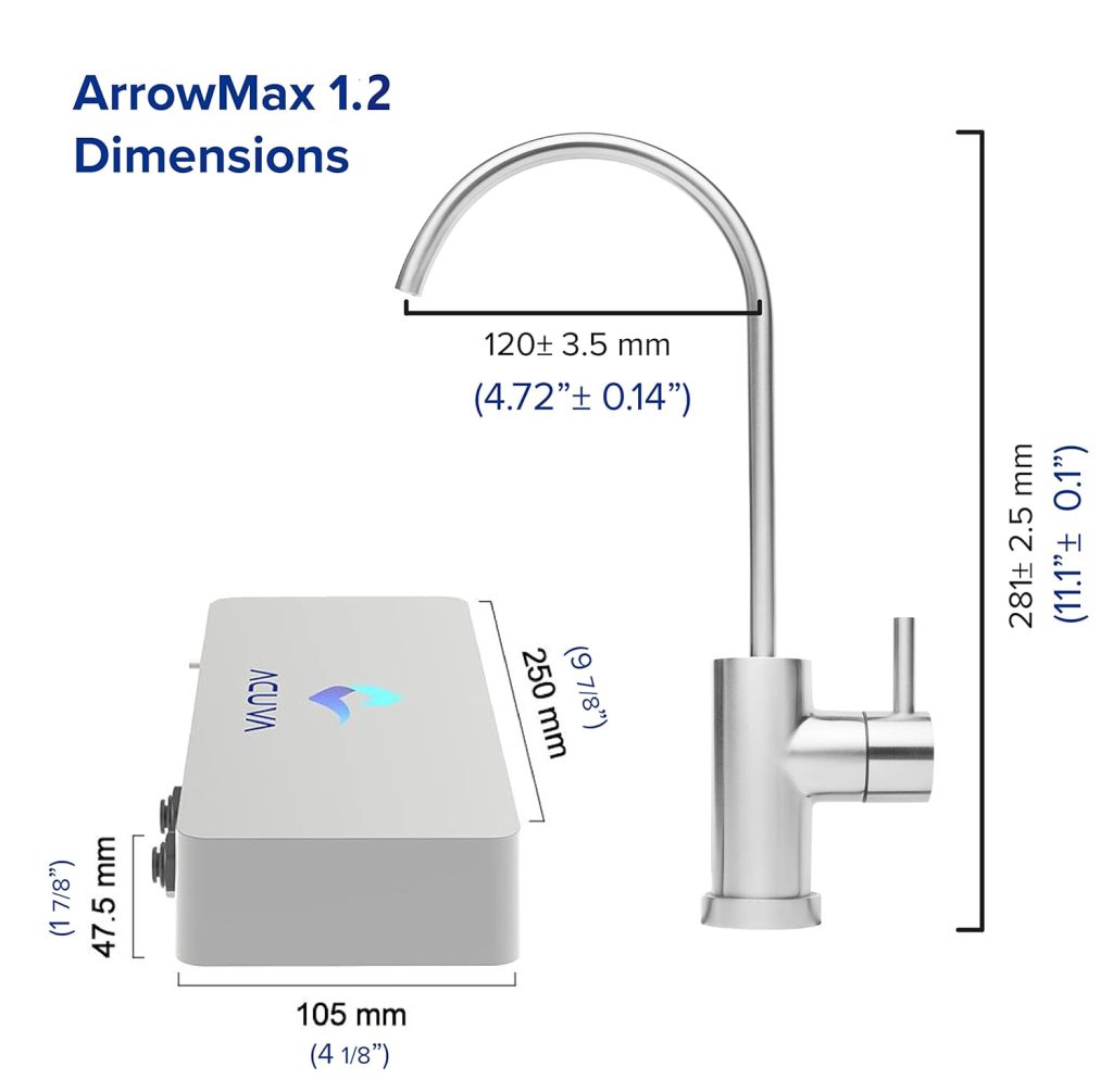 Acuva- ArrowMax 2.0 UV-LED Water Purifier, Under Sink Water Filter System with Smart Faucet, Universal Power Supply, Brushed Nickel Faucet Acuva- ArrowMax 2.0 UV-LED Water Purifier, Under Sink Water Filter System with Smart Faucet, Universal Power Supply, Brushed Nickel Faucet