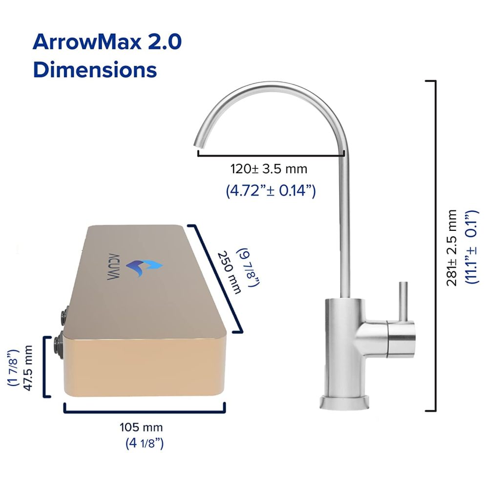 Acuva- ArrowMax 2.0 UV-LED Water Purifier, Under Sink Water Filter System with Smart Faucet, Universal Power Supply, Brushed Nickel Faucet Acuva- ArrowMax 2.0 UV-LED Water Purifier, Under Sink Water Filter System with Smart Faucet, Universal Power Supply, Brushed Nickel Faucet