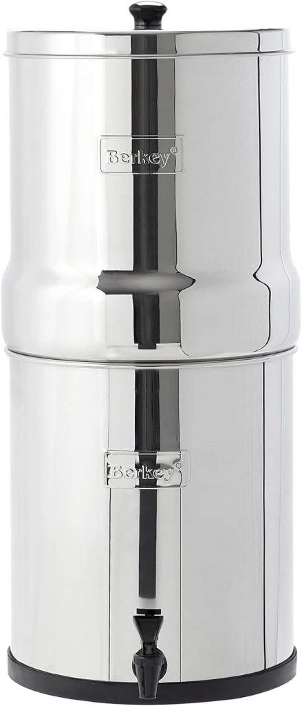 Big Berkey Gravity-Fed Stainless Steel Countertop Water Filter System 2.25 Gallon with 2 Authentic Black Berkey Elements BB9-2 Filters Big Berkey Gravity-Fed Stainless Steel Countertop Water Filter System 2.25 Gallon with 2 Authentic Black Berkey Elements BB9-2 Filters