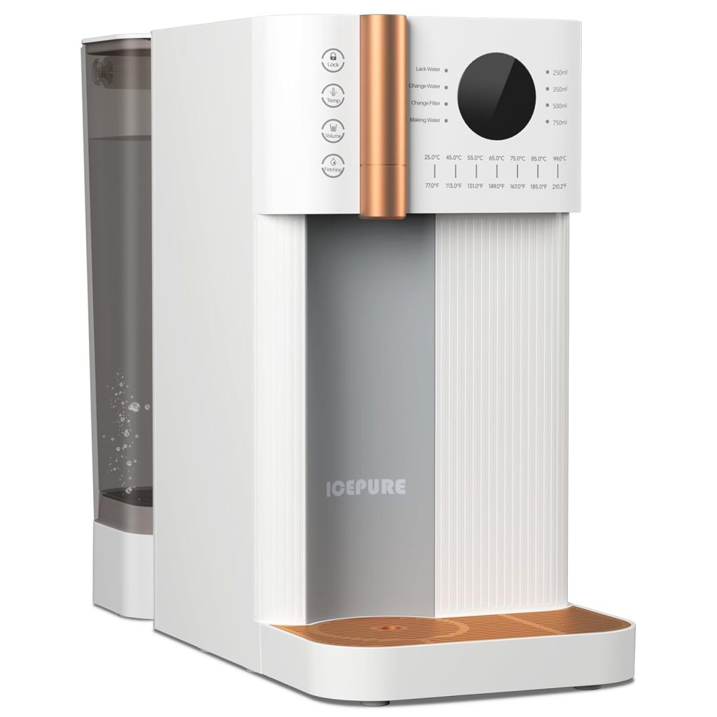 ICEPURE Countertop Reverse Osmosis Water Filtration System NSF/ANSI 58 Certified, 4 Stage Composite Filter, 3: 1 Pure to Drain, Bottleless Water Dispenser, Reduce PFAS PFOA PFOS (No Installation)