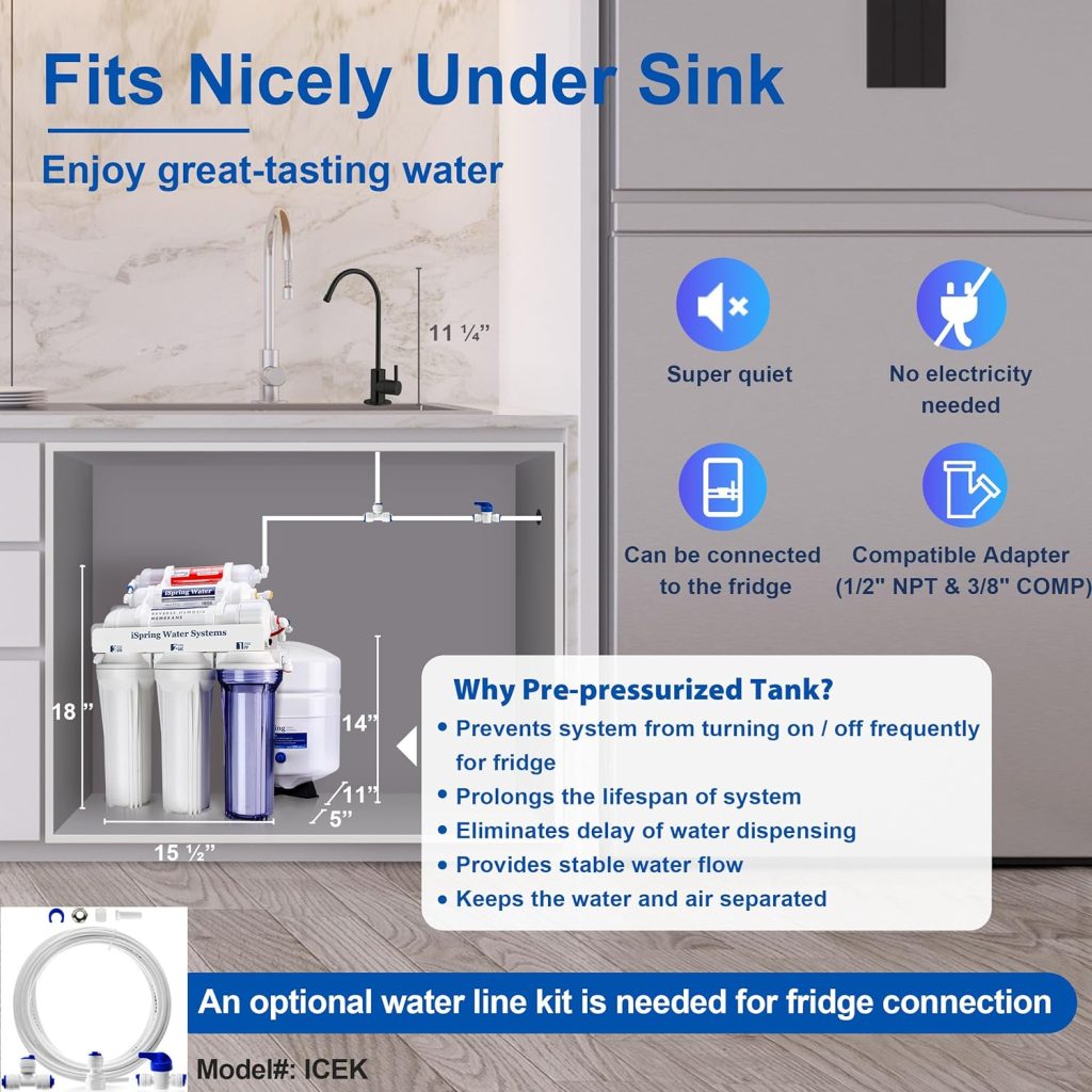 iSpring RCC7AK-BLK, 75 GPD Alkaline 6-Stage Reverse Osmosis System with Stylish Black RO Faucet, pH+ Remineralization RO Water Filter System Under Sink, Superb Taste Drinking Water Filter iSpring RCC7AK-BLK, 75 GPD Alkaline 6-Stage Reverse Osmosis System with Stylish Black RO Faucet, pH+ Remineralization RO Water Filter System Under Sink, Superb Taste Drinking Water Filter