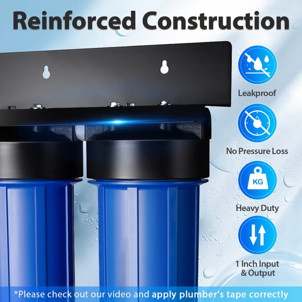 iSpring WGB22B 2-Stage Whole House Water Filtration System with 20” x 4.5” Fine Sediment and Carbon Block Filters, Removes 99% of Chlorine iSpring WGB22B 2-Stage Whole House Water Filtration System with 20” x 4.5” Fine Sediment and Carbon Block Filters, Removes 99% of Chlorine