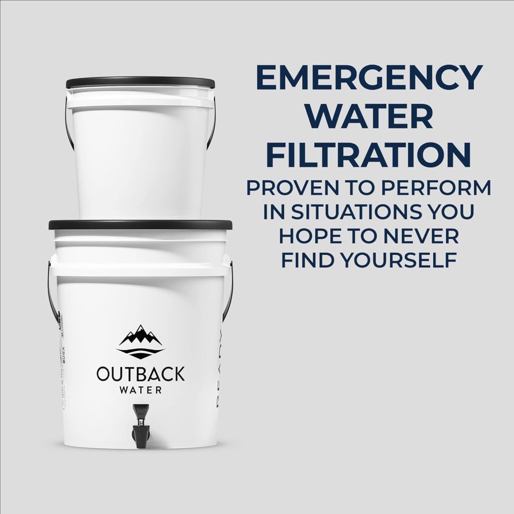 Outback Water Emergency Water Filtration System - Extra Replacement Filters - 5 Gal Bucket Water Filter - Portable - Gravity-Fed Purifier - for Potable Clean Drinking Water - 20-24 Gal/Day Outback Water Emergency Water Filtration System - Extra Replacement Filters - 5 Gal Bucket Water Filter - Portable - Gravity-Fed Purifier - for Potable Clean Drinking Water - 20-24 Gal/Day