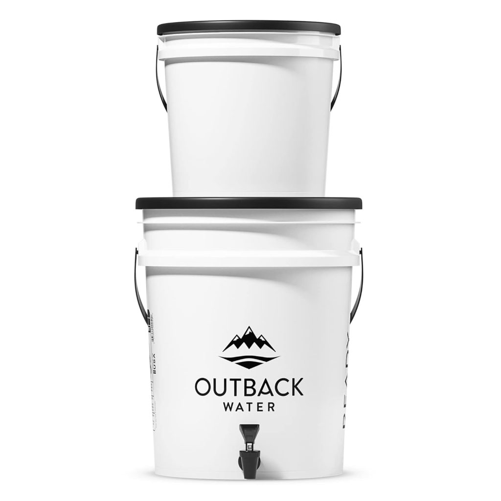Outback Water Emergency Water Filtration System - Extra Replacement Filters - 5 Gal Bucket Water Filter - Portable - Gravity-Fed Purifier - for Potable Clean Drinking Water - 20-24 Gal/Day Outback Water Emergency Water Filtration System - Extra Replacement Filters - 5 Gal Bucket Water Filter - Portable - Gravity-Fed Purifier - for Potable Clean Drinking Water - 20-24 Gal/Day
