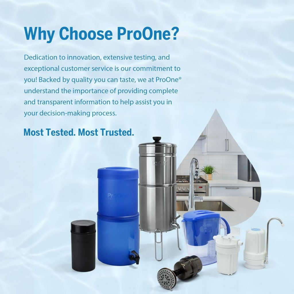 ProOne G2.0 (Set of 4) 9-Inch Gravity Water Replacement Filter, Big+ Replacement Water Filter for Countertop Gravity Water Filtration Systems, Independently Tested Proven to Reduce PFAS