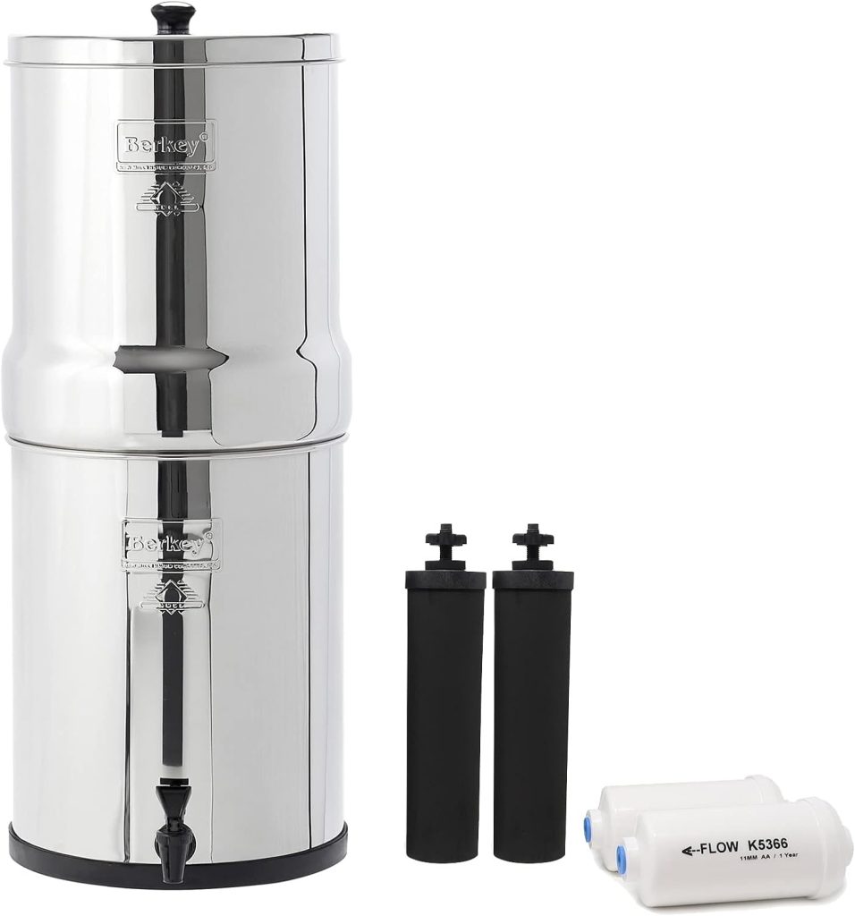 Royal Berkey Gravity-Fed Water Filter System 3.25 Gallon with 2 Black Berkey Elements, 2 Berkey PF-2 Fluoride and Arsenic Reduction Elements Royal Berkey Gravity-Fed Water Filter System 3.25 Gallon with 2 Black Berkey Elements, 2 Berkey PF-2 Fluoride and Arsenic Reduction Elements