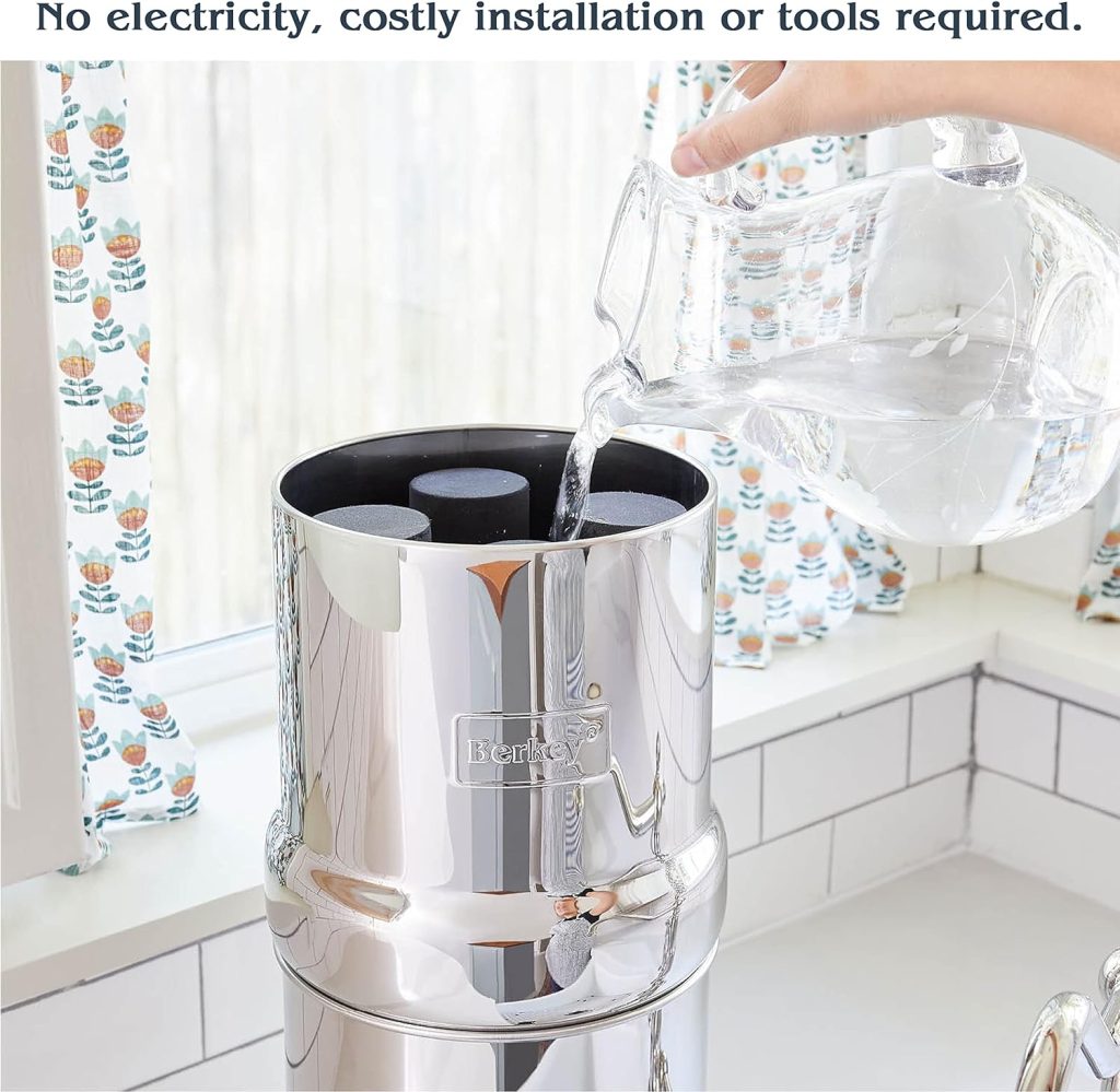 Royal Berkey Gravity-Fed Water Filter System 3.25 Gallon with 2 Black Berkey Elements, 2 Berkey PF-2 Fluoride and Arsenic Reduction Elements Royal Berkey Gravity-Fed Water Filter System 3.25 Gallon with 2 Black Berkey Elements, 2 Berkey PF-2 Fluoride and Arsenic Reduction Elements