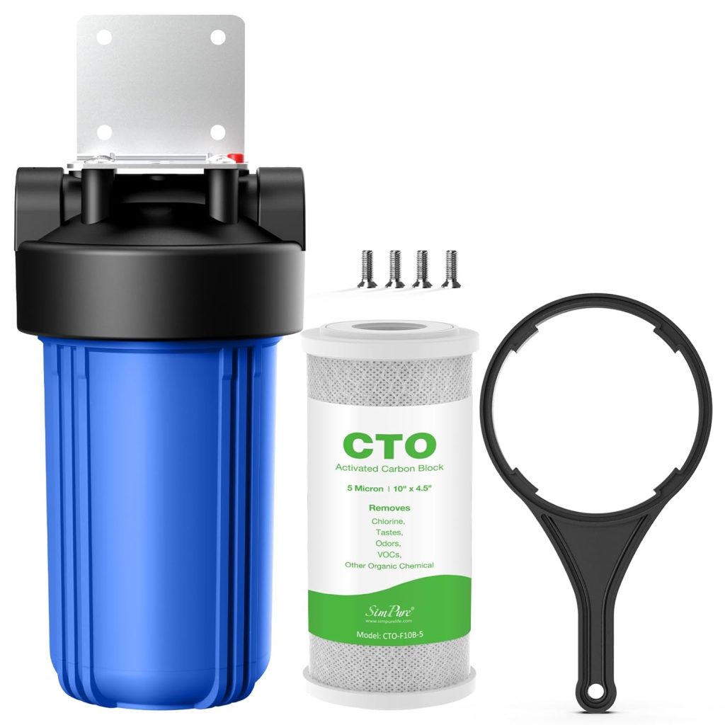 SimPure Whole House Water Filter System, 3-Stage Clear Home Water Filtration with Sediment Carbon and GAC Filters, Reduce Odor, Chlorine, Taste, Iron, Lead, 1 NPT Brass Port, BPA Free (DB20P-3) SimPure Whole House Water Filter System, 3-Stage Clear Home Water Filtration with Sediment Carbon and GAC Filters, Reduce Odor, Chlorine, Taste, Iron, Lead, 1 NPT Brass Port, BPA Free (DB20P-3)