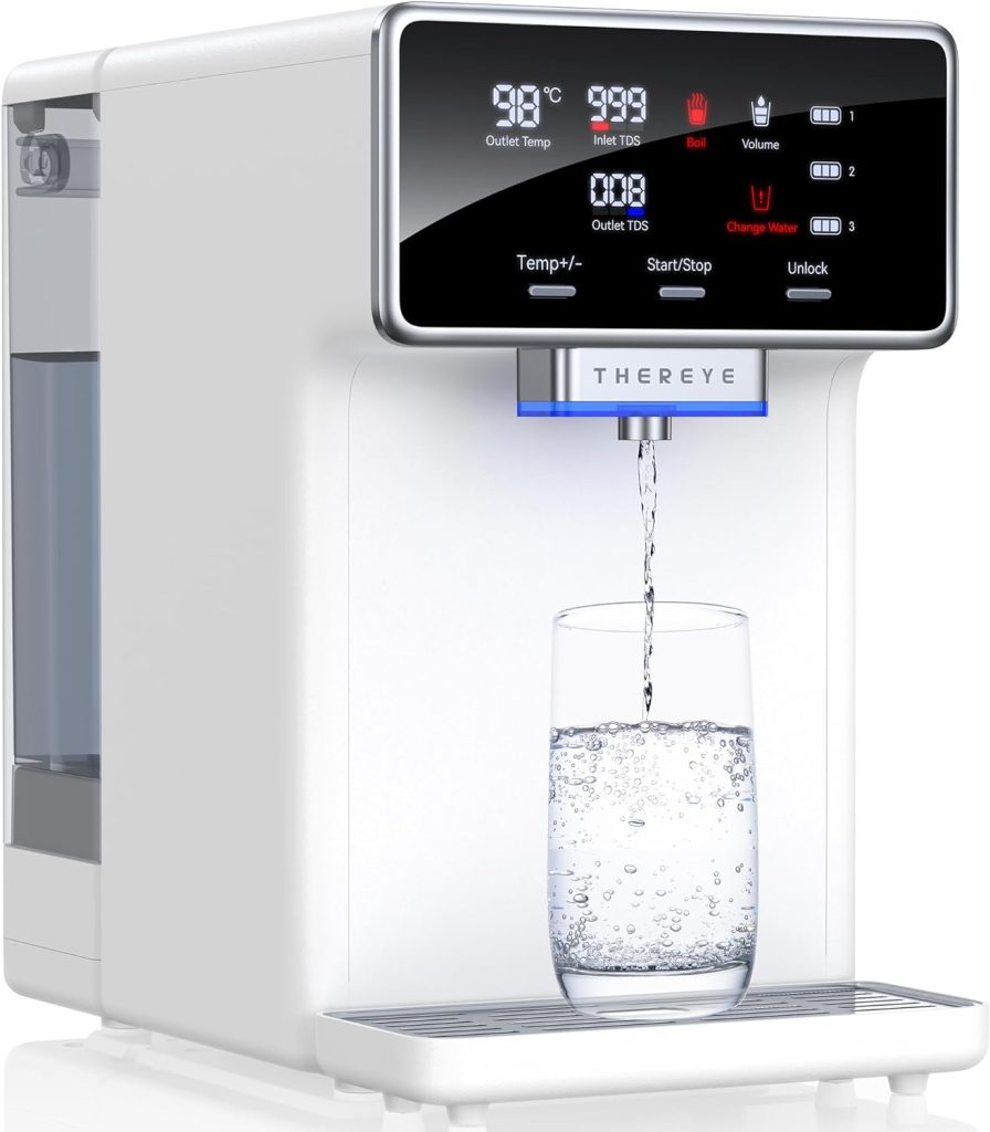 Thereye Countertop Water Filter Reverse Osmosis System, 7 Stage Purification, Instant Heating Portable RO Filtration, BPA Free Water Purifier 2:1 Pure to Drain for Home RV (No Installation Needed) Thereye Countertop Water Filter Reverse Osmosis System, 7 Stage Purification, Instant Heating Portable RO Filtration, BPA Free Water Purifier 2:1 Pure to Drain for Home RV (No Installation Needed)