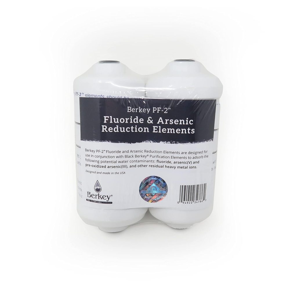 Travel Berkey Gravity-Fed Water Filter with 2 Black Berkey Elements + 2 Berkey PF-2 Fluoride and Arsenic Reduction Elements—Use at Home or Outdoors Travel Berkey Gravity-Fed Water Filter with 2 Black Berkey Elements + 2 Berkey PF-2 Fluoride and Arsenic Reduction Elements—Use at Home or Outdoors