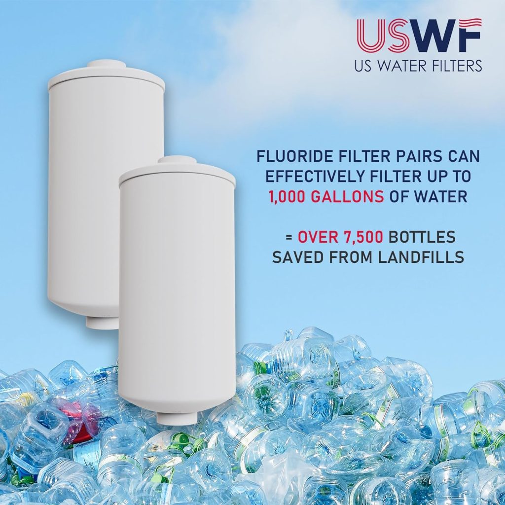USWF Gravity Fed Water Filter - 2.25 Gal. Stainless Steel w/ 2 Carbon Filters, 2 Fluoride Filters, Portable Countertop Filtration System, Metal Sight Glass Spigot, Stand, NSF/ANSI 372 Certified