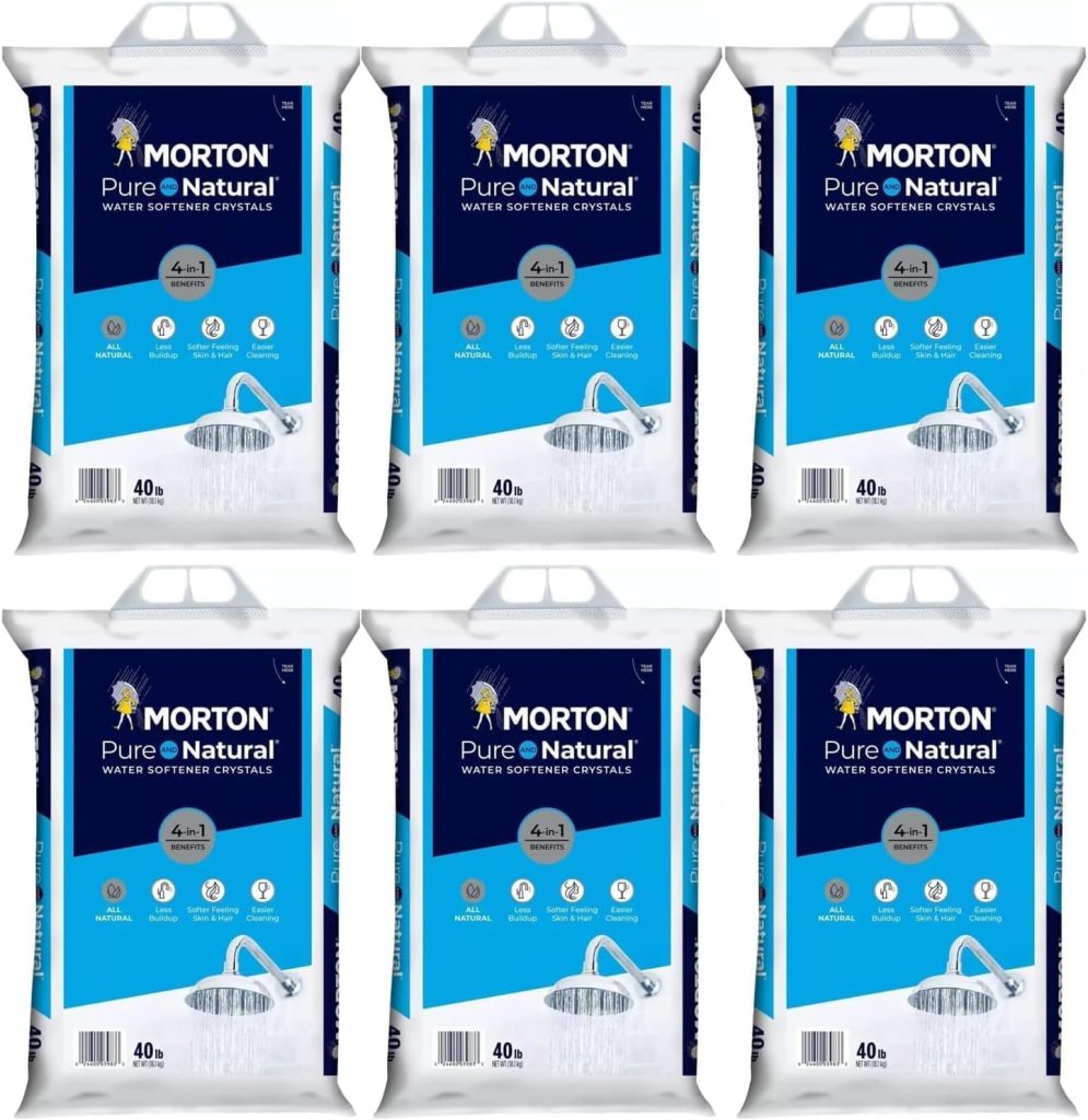 (6 PK) Morton Water Softener Salt Crystals, Pure and Natural 4 in 1, 40 pounds (6 PK) Morton Water Softener Salt Crystals, Pure and Natural 4 in 1, 40 pounds
