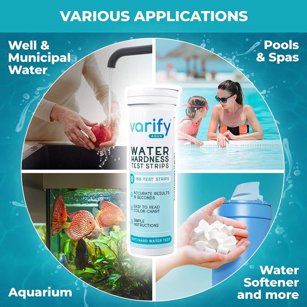 Varify Water Hardness Test Kit - Water Testing Kit for Home, Drinking, Well, Spa, Swimming Pool, Softener, Dishwasher  More - Hard Water Test Strips for Calcium, Magnesium etc (0-425 pmm, 150 Strips) Varify Water Hardness Test Kit - Water Testing Kit for Home, Drinking, Well, Spa, Swimming Pool, Softener, Dishwasher  More - Hard Water Test Strips for Calcium, Magnesium etc (0-425 pmm, 150 Strips)