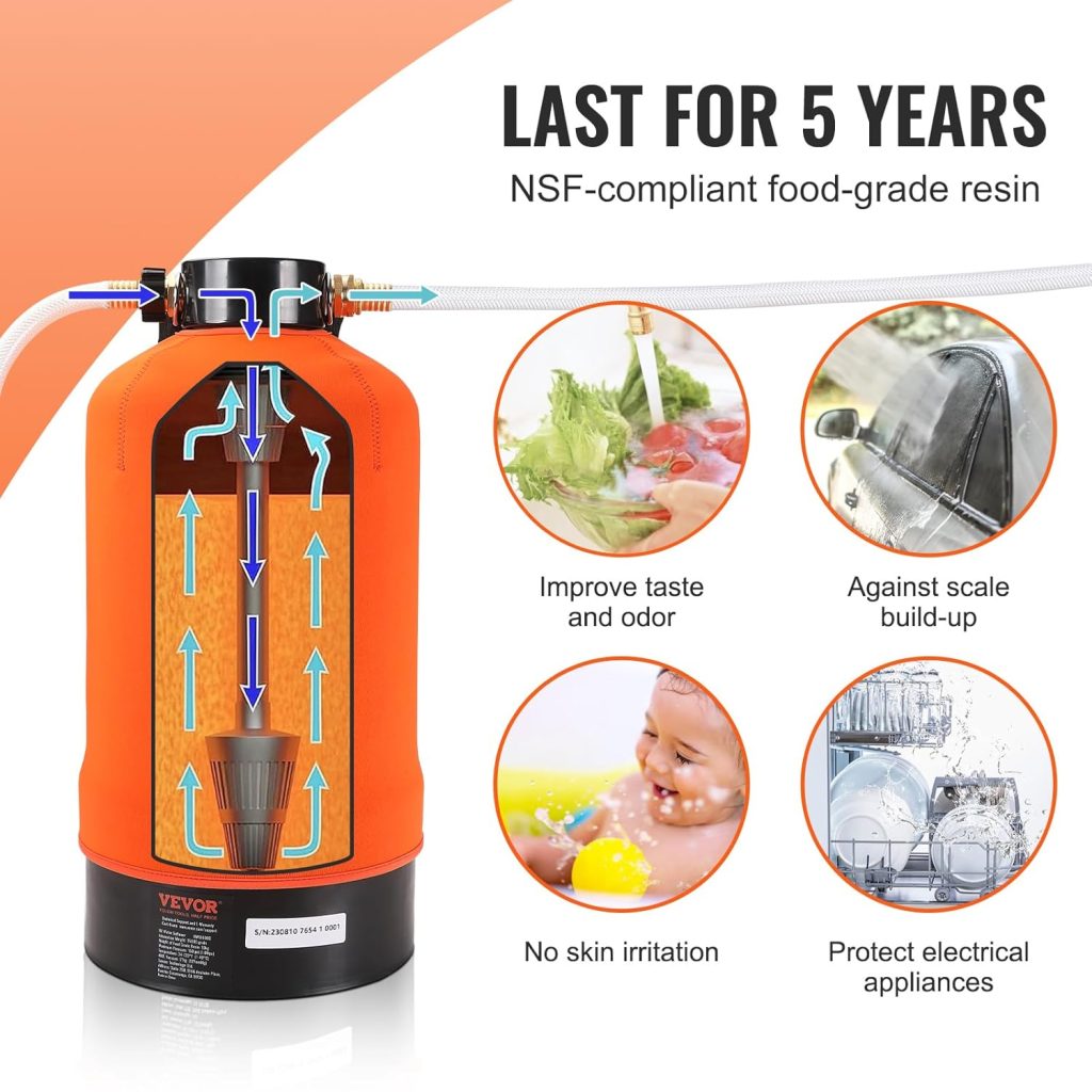 VEVOR RV Water Softener, 16,000 Grain Portable Water Softener, with 3/4 Brass Fittings and 42 Hose, Soften Hard Water Filter System for RVs, Trailers, Boats, Mobile Car Washing, Pressure Washing VEVOR RV Water Softener, 16,000 Grain Portable Water Softener, with 3/4 Brass Fittings and 42 Hose, Soften Hard Water Filter System for RVs, Trailers, Boats, Mobile Car Washing, Pressure Washing